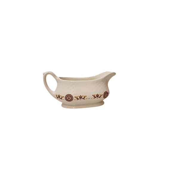 Enoch Wedgwood Tunstall Gold Medallion Gravy Boat Unicorn England Vintage - Picture 1 of 6
